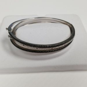 Sterling silver black and white diamond braclets